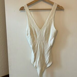 Abercrombie & Fitch Cream Ribbed Bodysuit